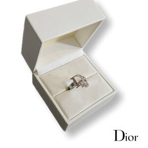 Dior Silver Millennium Pink Crystal Diorrisimo Ring w/ Box, Vintage Y2K, Size 6